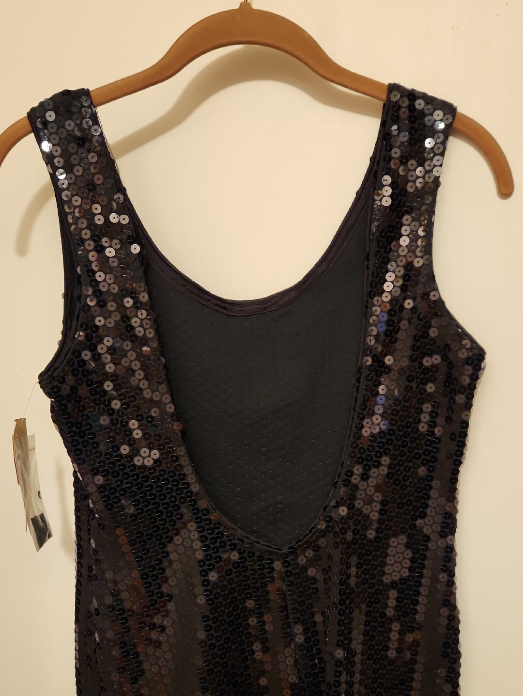 Nwt Moda Int'l Black Sequin Sleeveless Sheath Dress Scoop Back Size 7/8 — image 7 of 8